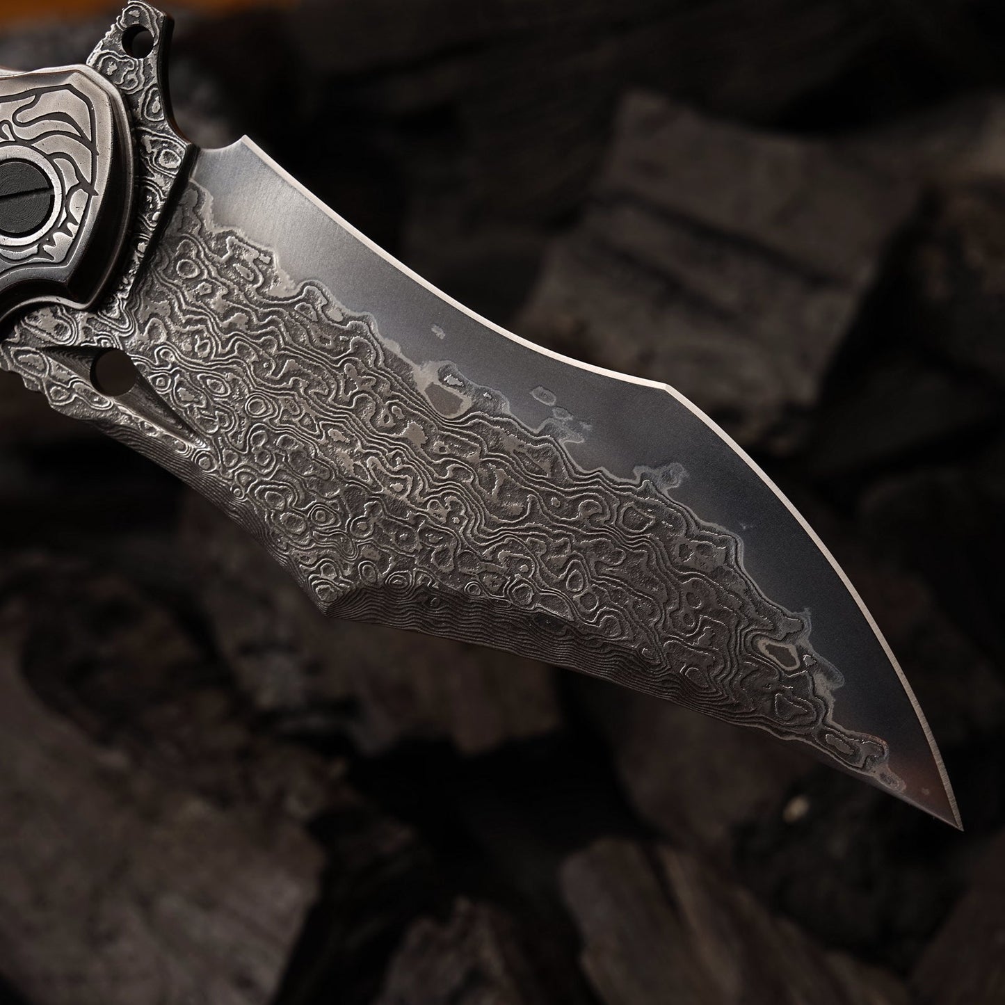SPIRIT DEED 4.13 Inch Japanese Pocket Folding Knives,67 Layers Forged Pattern Damascus Steel ,Dyed Bone handle