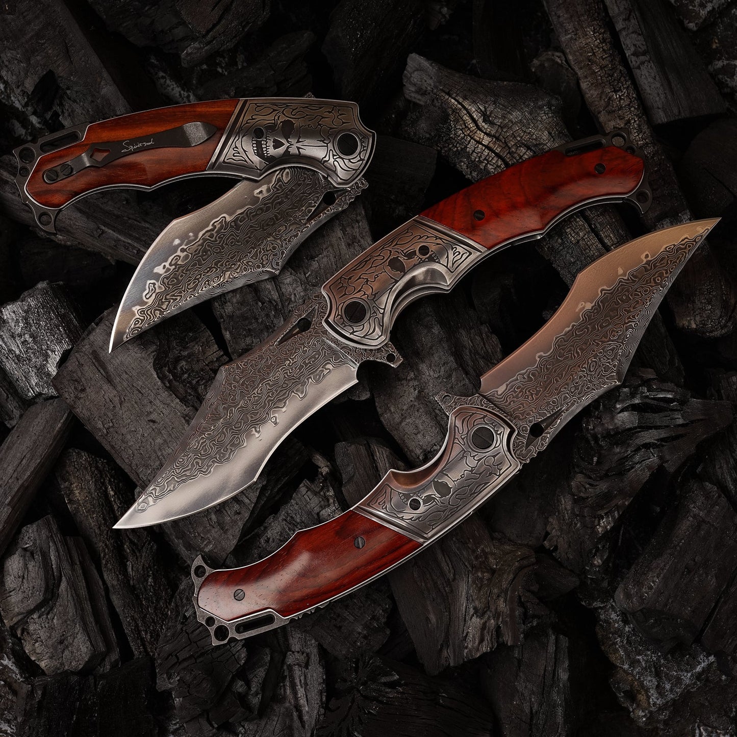 SPIRIT DEED 4.13 Inch Japanese Pocket Folding Knives,67 Layers Damascus Steel, Rosewood Handle