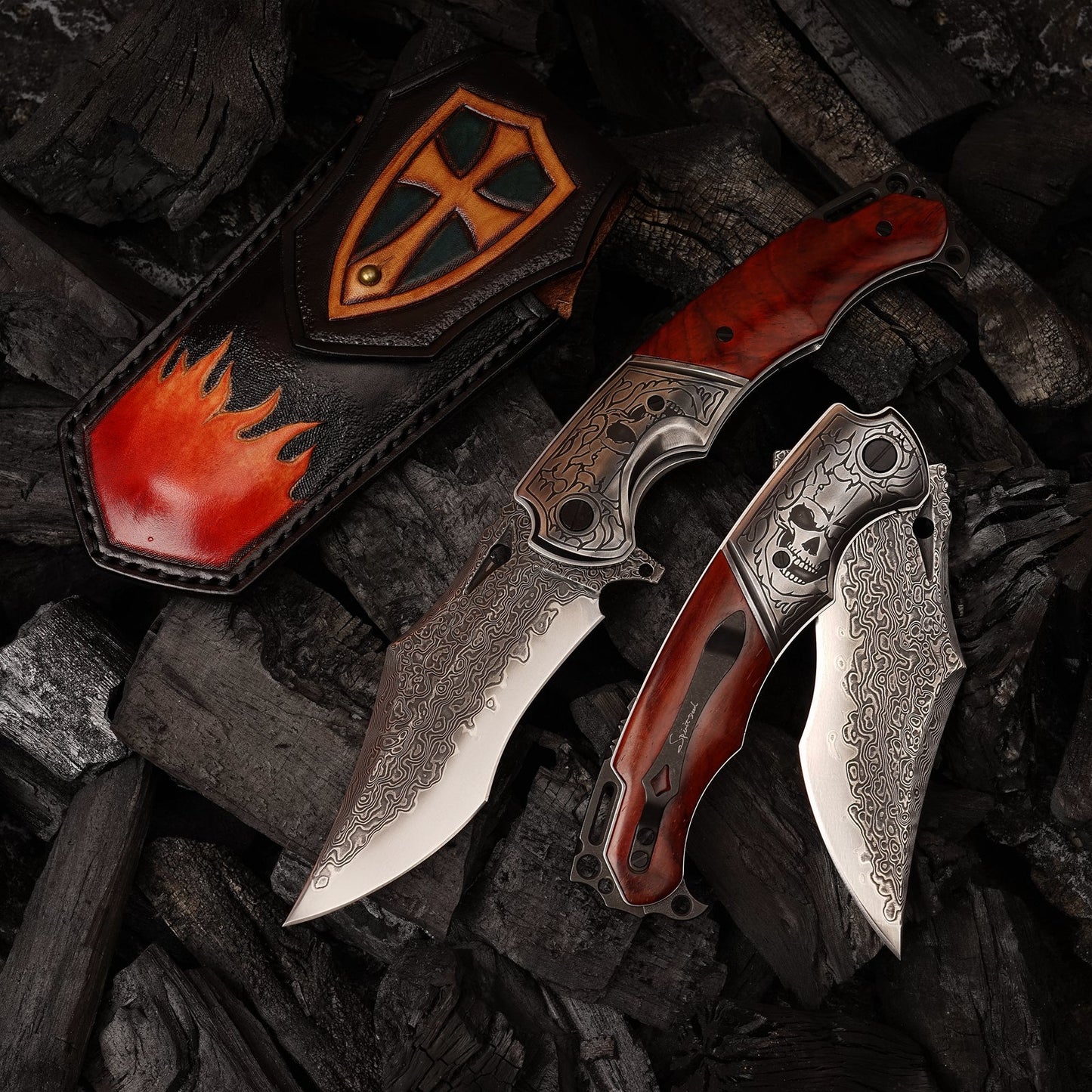 SPIRIT DEED 4.13 Inch Japanese Pocket Folding Knives,67 Layers Damascus Steel, Rosewood Handle
