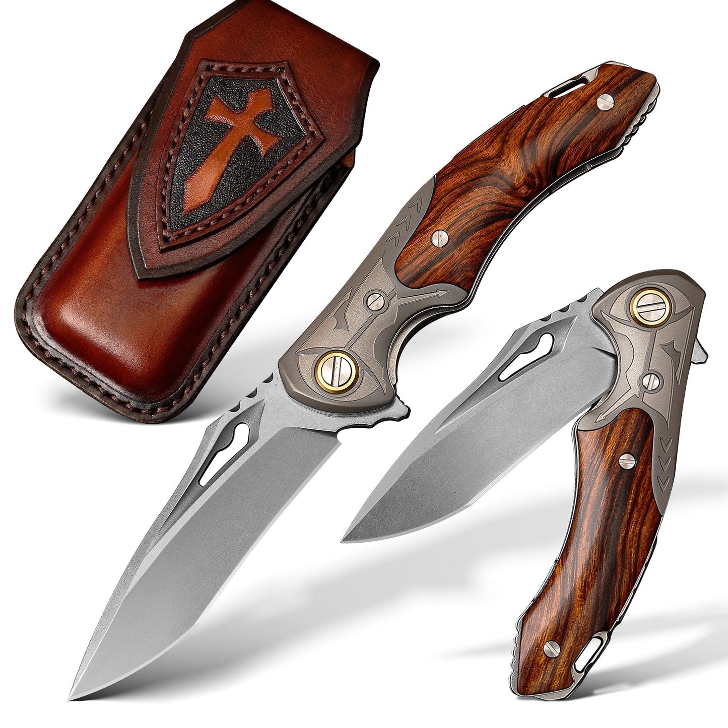 SPIRIT DEED 3.35 Inch Folding Pocket Knife,M390 Powder Steel Blade,American Desert Ironwood Handle