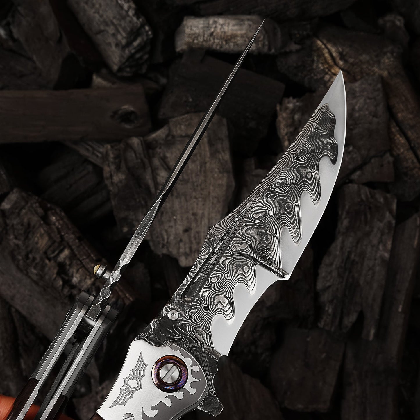 SPIRIT DEED 4.65 Inch Folding Blades Pocket Knife,67 Layer Damascus steel +VG10 Core,Ebony +Snakewood Handle