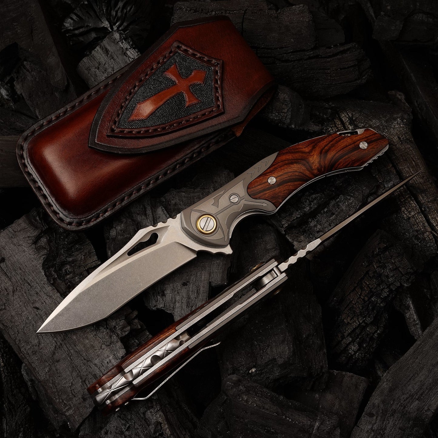 SPIRIT DEED 3.35 Inch Folding Pocket Knife,M390 Powder Steel Blade,American Desert Ironwood Handle