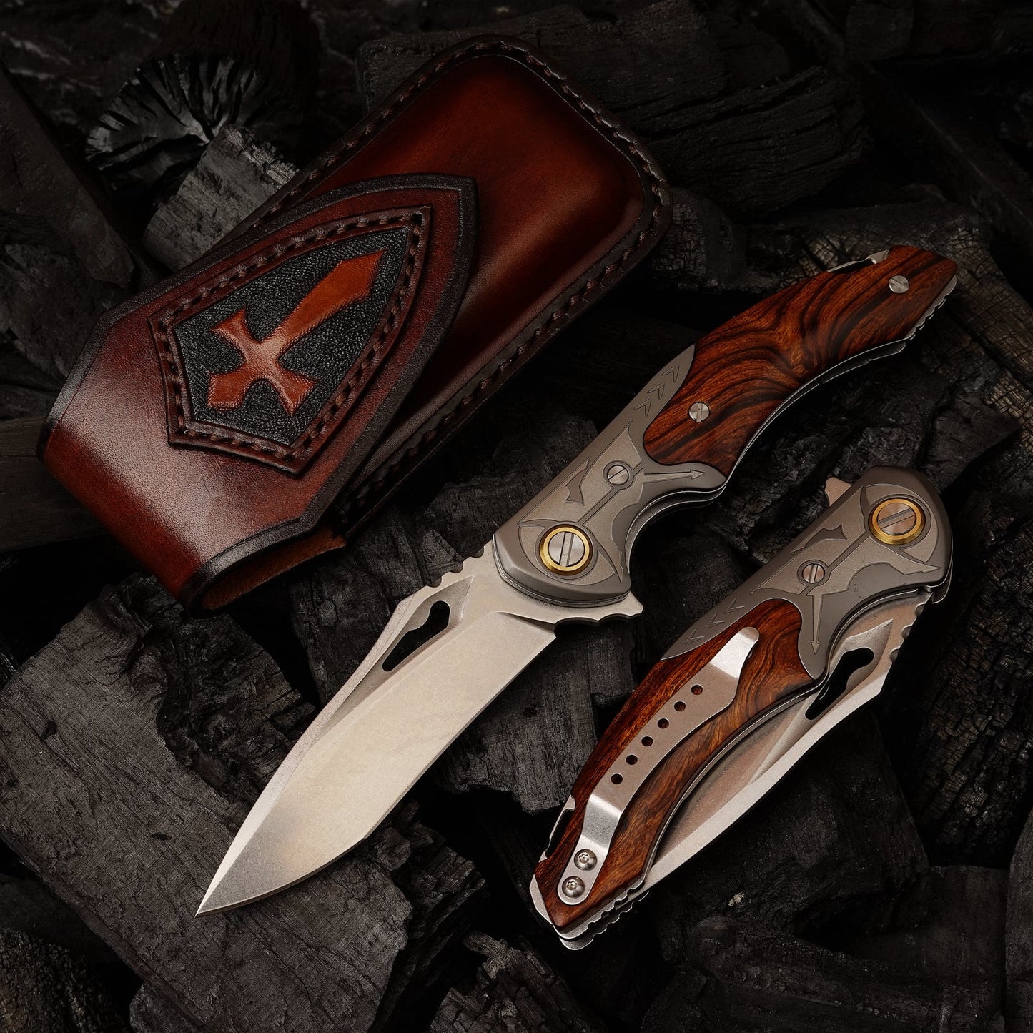 SPIRIT DEED 3.35 Inch Folding Pocket Knife,M390 Powder Steel Blade,American Desert Ironwood Handle