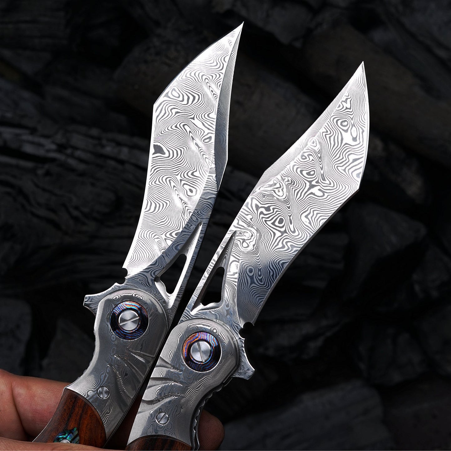 SPIRIT DEED 3.7 Inch Japanese Vg10 Core Damascus Steel Folding Knife,Desert Iron Wood Handle,Liner Lock