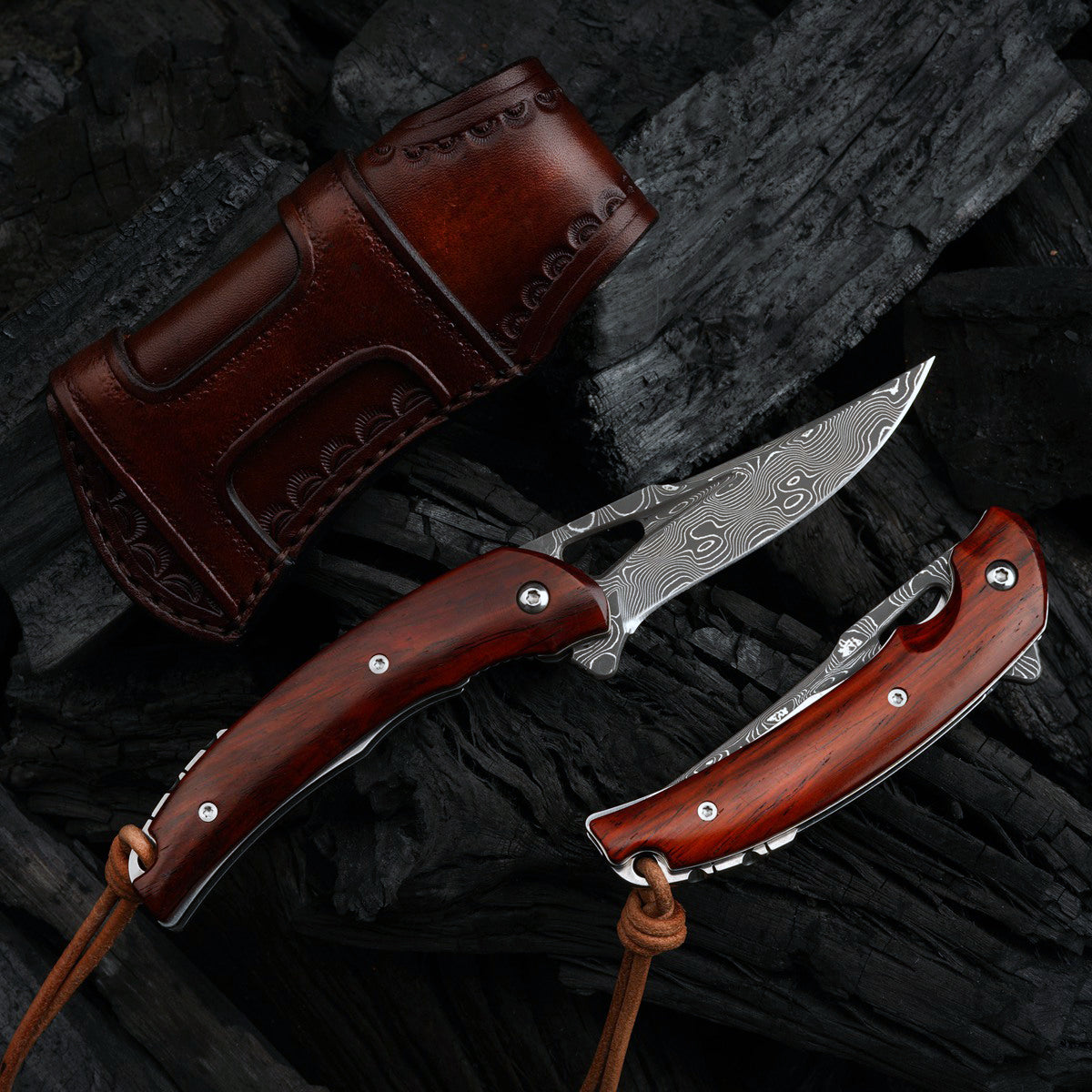 SPIRIT DEED 2.95in Japanese Handmade Folding Knives, VG10 Damascus Steel,Rosewood Handle