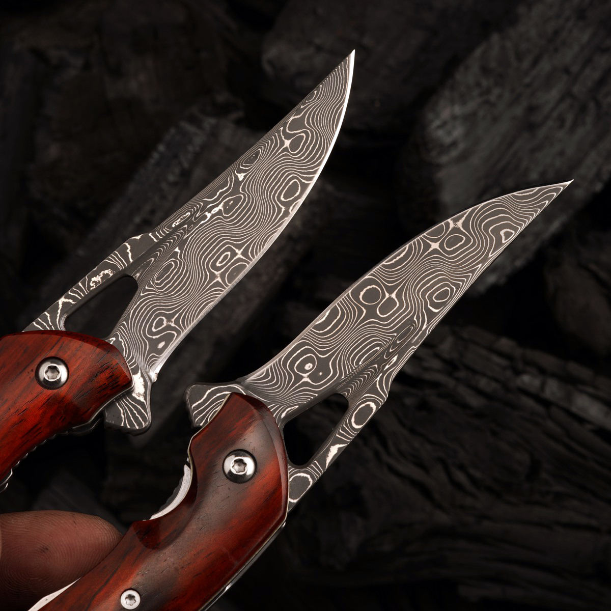 SPIRIT DEED 2.95in Japanese Handmade Folding Knives, VG10 Damascus Steel,Rosewood Handle