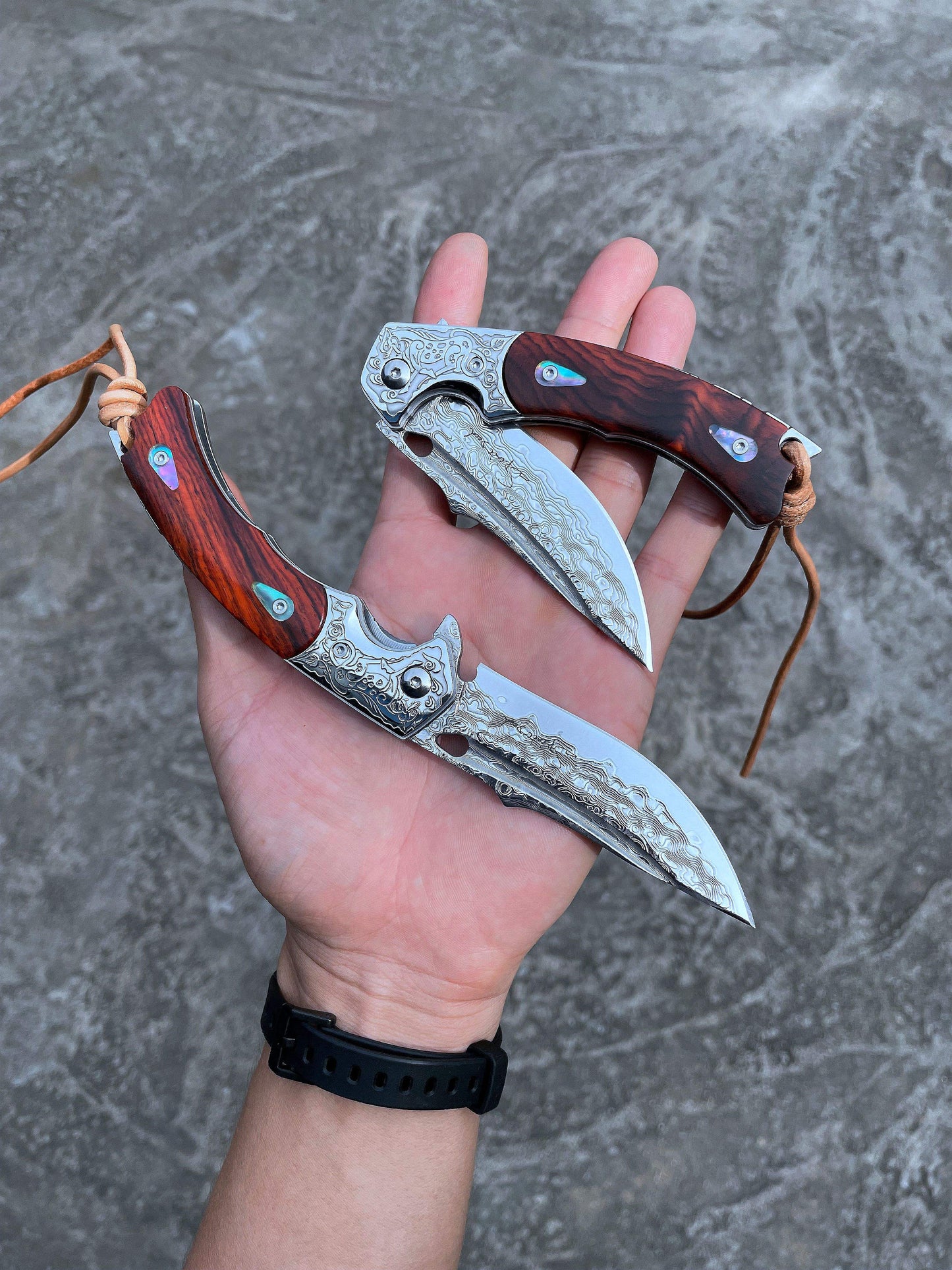 SPIRIT DEED 3.3 Inch Japanese Folding Knife,VG10 Damascus Steel,Rosewood, Liner Lock