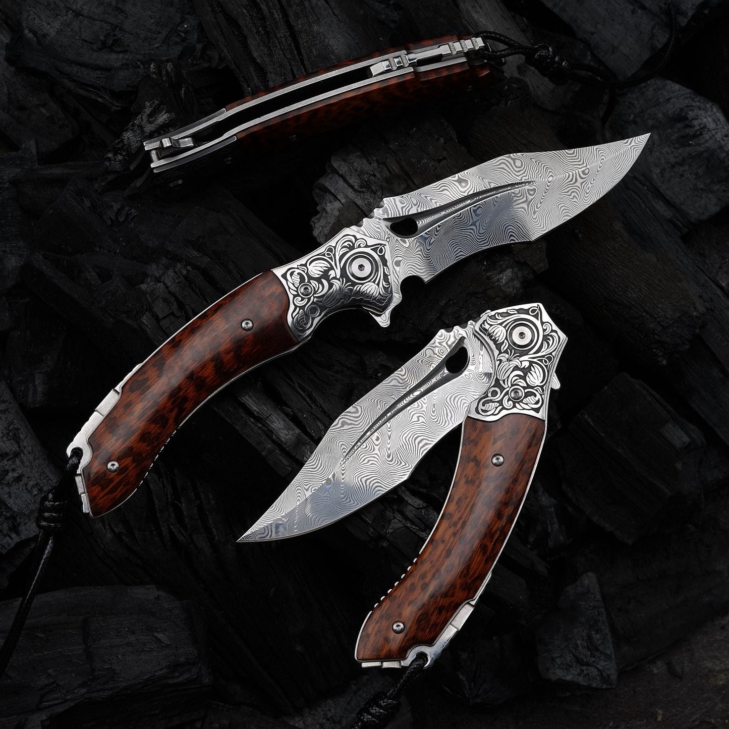 SPIRIT DEED 3.74 Inch Handmade Japanese Folding Knife, VG10 Damascus Steel ,Liner Lock, Maple Handle