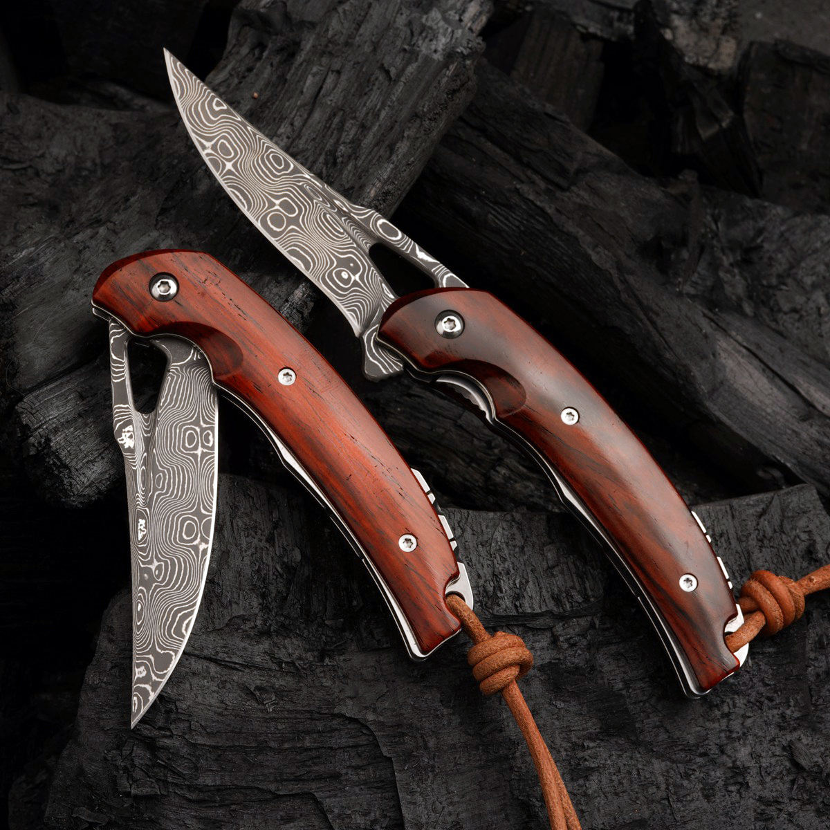 SPIRIT DEED 2.95in Japanese Handmade Folding Knives, VG10 Damascus Steel,Rosewood Handle