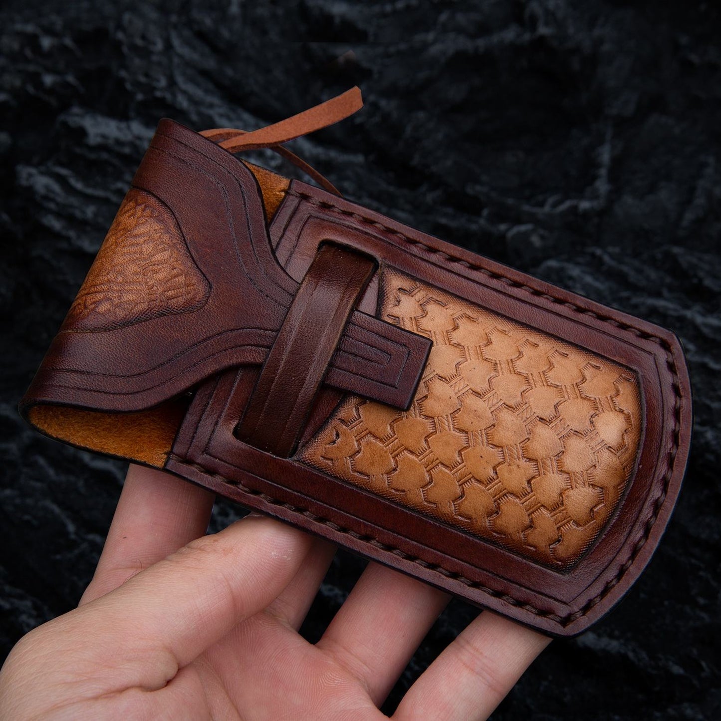 SPIRIT DEED 3.4 in Japanese Handmade Folding Pocket Knife,110 Layers Damascus Steel,Rosewood Handle,Liner Lock,Leather Sheath