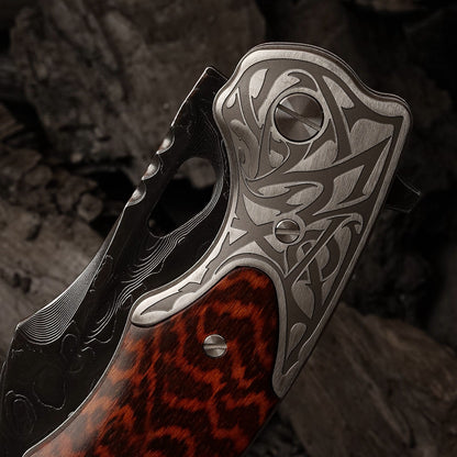 SPIRIT DEED 3.9 Inch Outdoor Pocket Knife,VG10 Core Damascus Steel, Snakewood Handle