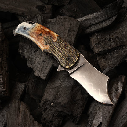 SPIRIT DEED 2.36 inch EDC portable outdoor camping RWL-34 steel cow bone handle