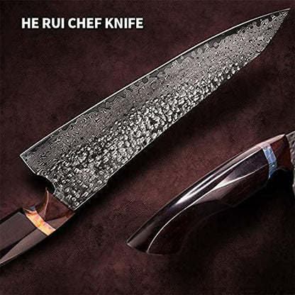8.5inch Japanese chef's knife,  Damascus Steel VG10 Core Blade,Ebony Wood Handle