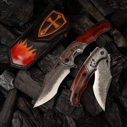SPIRIT DEED 4.13 Inch Japanese Pocket Folding Knives,67 Layers Damascus Steel, Rosewood Handle