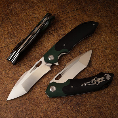 3.54Inch Outdoor Practical EDC Camping Pocket Knives,D2 Steel White Blade ,G10 Handle