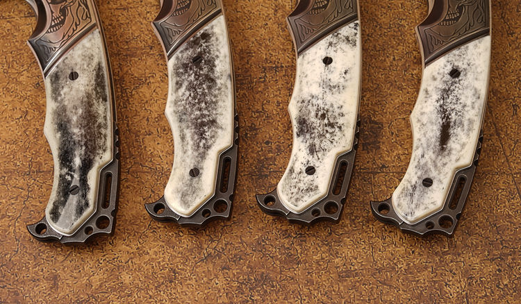 SPIRIT DEED 4.13-inch outdoor camping survival folding knife, VG10 laminated Damascus steel, dyed camel bone handle