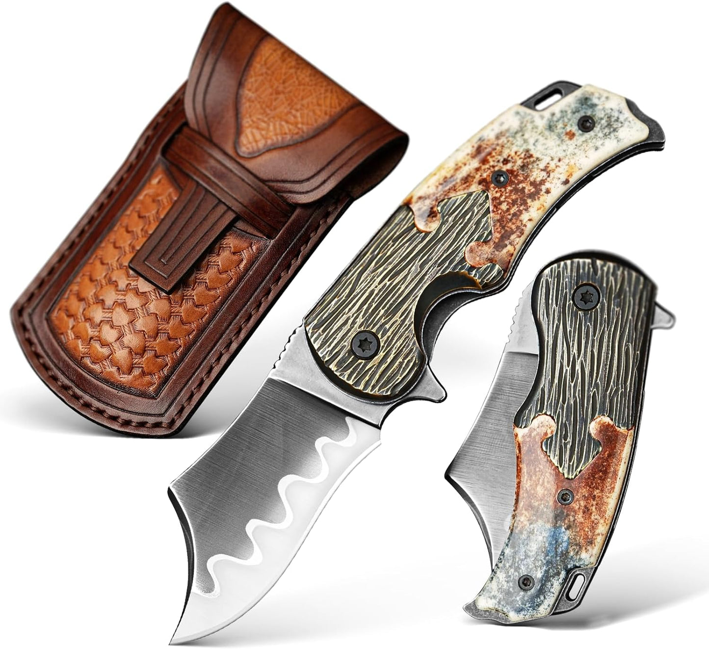 SPIRIT DEED 2.36 inch EDC portable outdoor camping RWL-34 steel cow bone handle