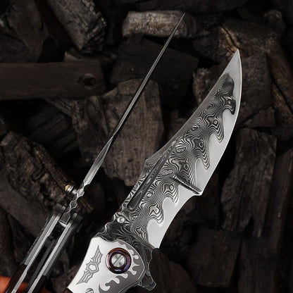 SPIRIT DEED 4.65 Inch Folding Blades Pocket Knife,67 Layer Damascus steel +VG10 Core,Ebony +Snakewood Handle