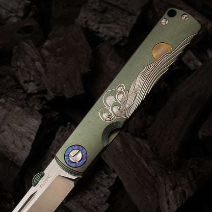 Multipurpose Folding Pocket Knife,CPM-S35VN Powder Steel, TC4 Titanium Alloy Handle