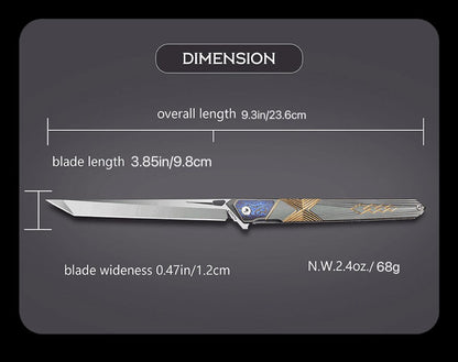 3.94 Inch Portable Outdoor Camping Knife, M390 Steel Blade, Titanium Handle