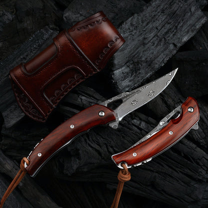 SPIRIT DEED 2.95in Japanese Handmade Folding Knives, VG10 Damascus Steel,Rosewood Handle