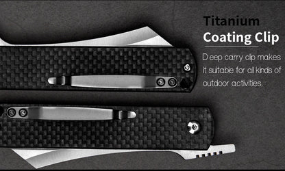 3in Higonokami Razor Folding Pocket Knife , D2 Steel Blade,Carbon Fiber Handle,Liner Lock