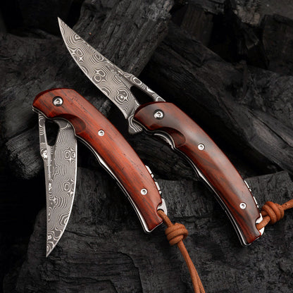SPIRIT DEED 2.95in Japanese Handmade Folding Knives, VG10 Damascus Steel,Rosewood Handle
