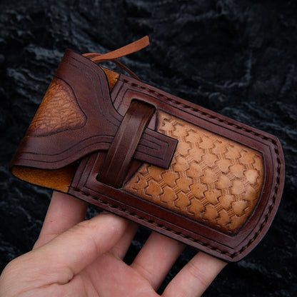 SPIRIT DEED 3.4 in Japanese Handmade Folding Pocket Knife,110 Layers Damascus Steel,Rosewood Handle,Liner Lock,Leather Sheath