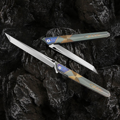 3.94 Inch Portable Outdoor Camping Knife, M390 Steel Blade, Titanium Handle