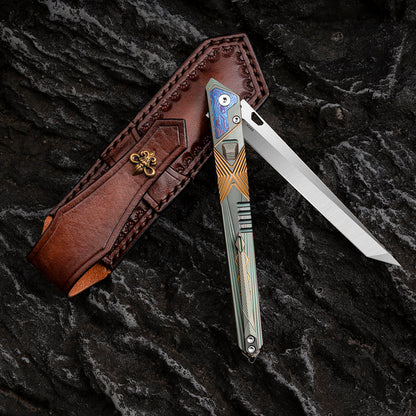 3.94 Inch Portable Outdoor Camping Knife, M390 Steel Blade, Titanium Handle