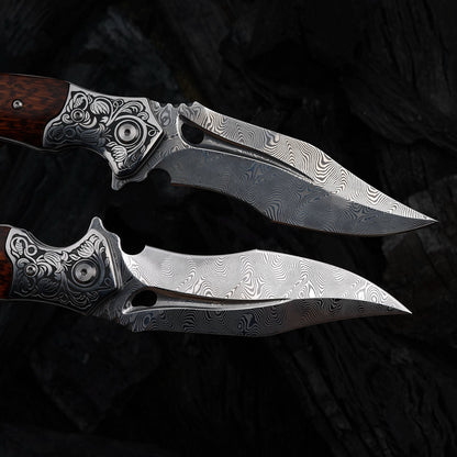 SPIRIT DEED 3.74 Inch Handmade Japanese Folding Knife, VG10 Damascus Steel ,Liner Lock, Maple Handle