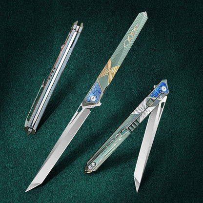 3.94 Inch Portable Outdoor Camping Knife, M390 Steel Blade, Titanium Handle